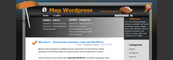Бесплатный шаблон WordPress: Clean Style Orange Black