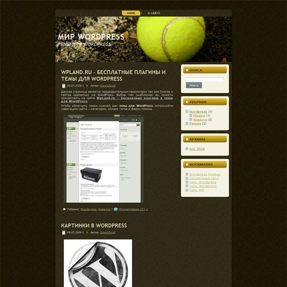 Теннис WordPress