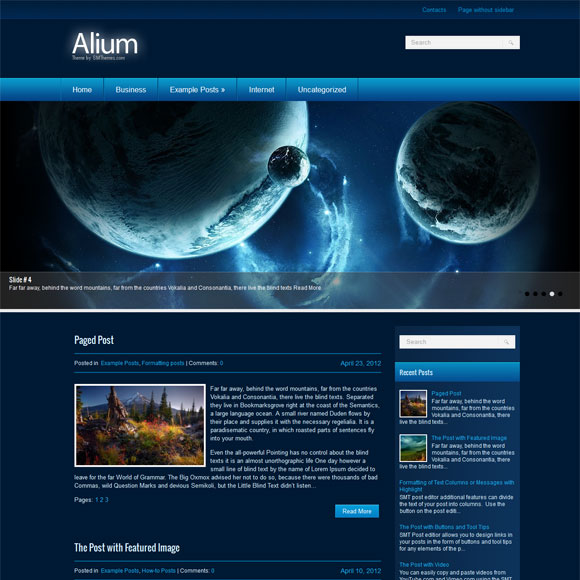 Космическая тема для wordpress: Alium