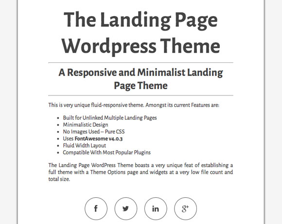Белый шаблон wordpress: The Landing Page